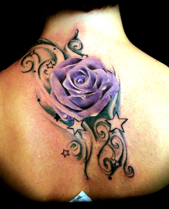 3D Purple Rose Tattoos