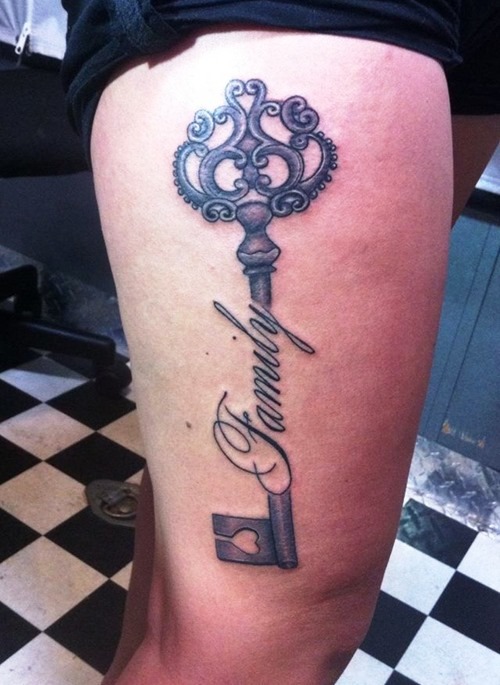 Amazing-Female-Leg-Key-Tattoo