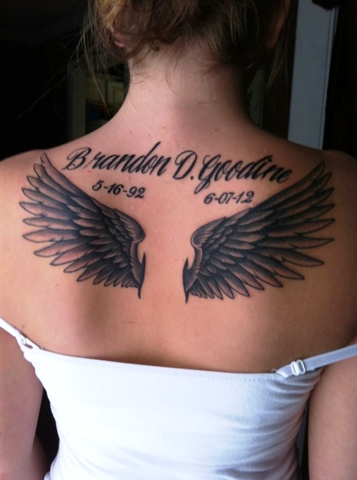 Angel Wing Memorial Tattoos for Women