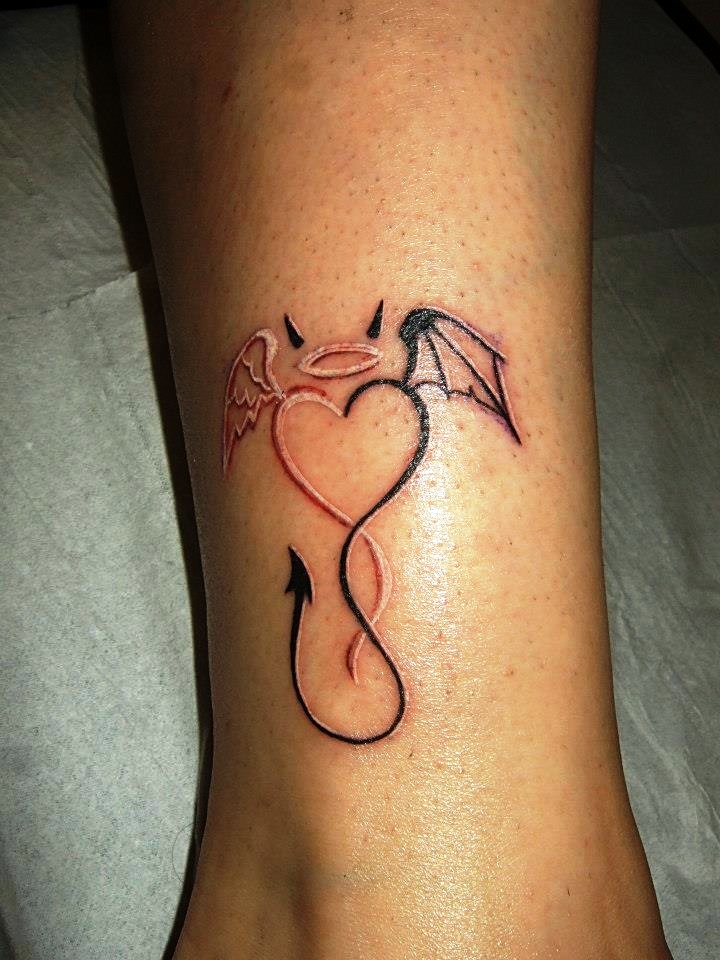 Angel and Devil Heart Tattoo Designs
