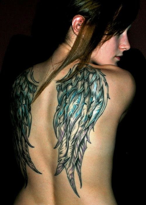 Angle-Wings-on-The-Back-Tattoo