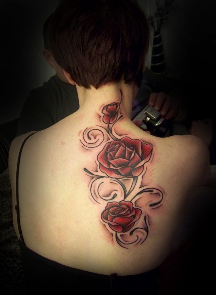 Beautiful-Rose-Tattoo-For-Female-Back