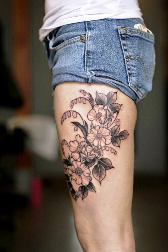 Beautiful-Thigh-Flowers-Tattoo-for-Women
