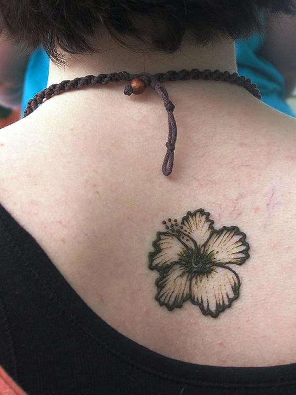 Black Hibiscus Flower Tattoo