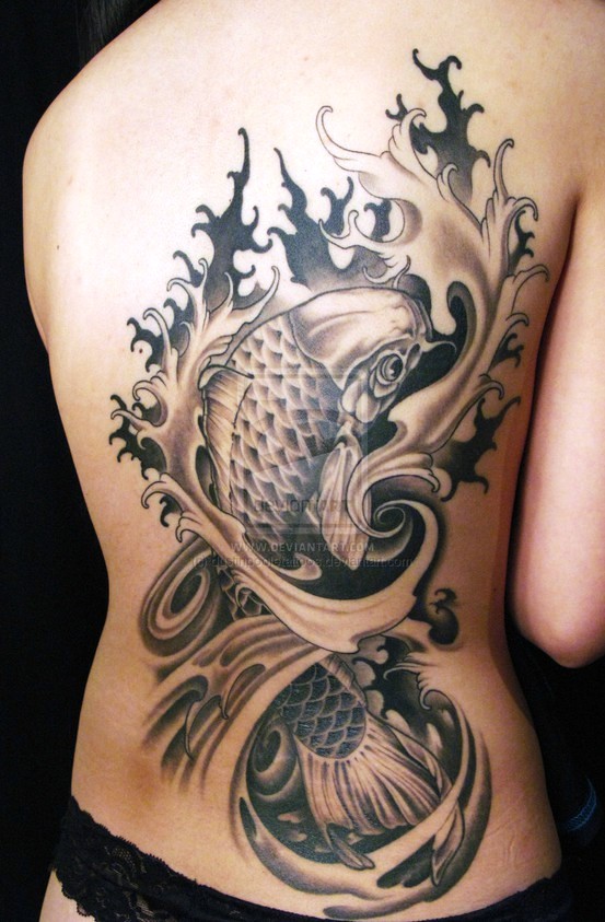 Black and White Koi Fish Tattoo Designs