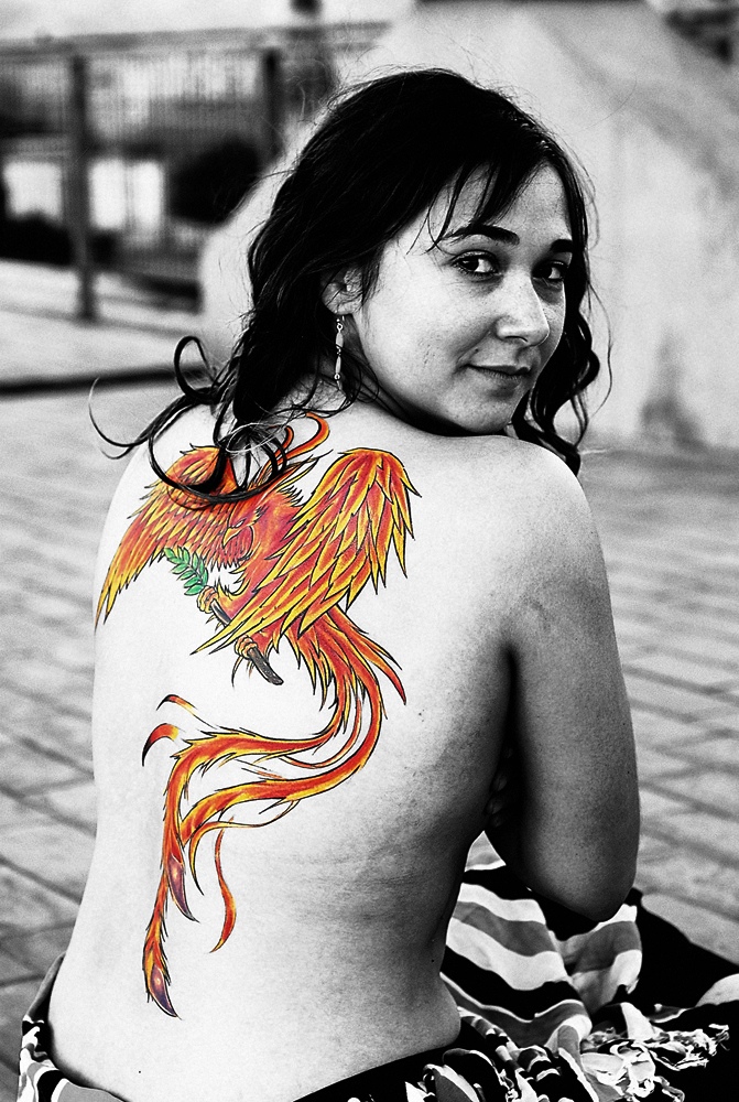 Blue Phoenix Tattoo Women
