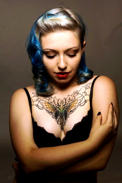 Butterfly Chest Tattoos Women