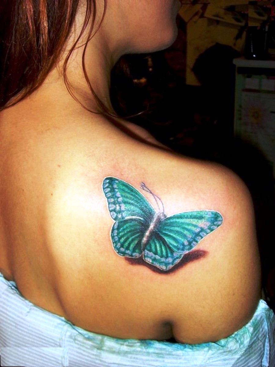 Butterfly Woman Shoulder Tattoo Design