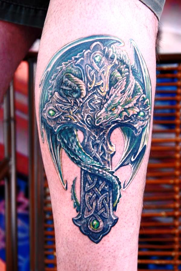 Celtic-Cross-With-Dragon-Tattoo