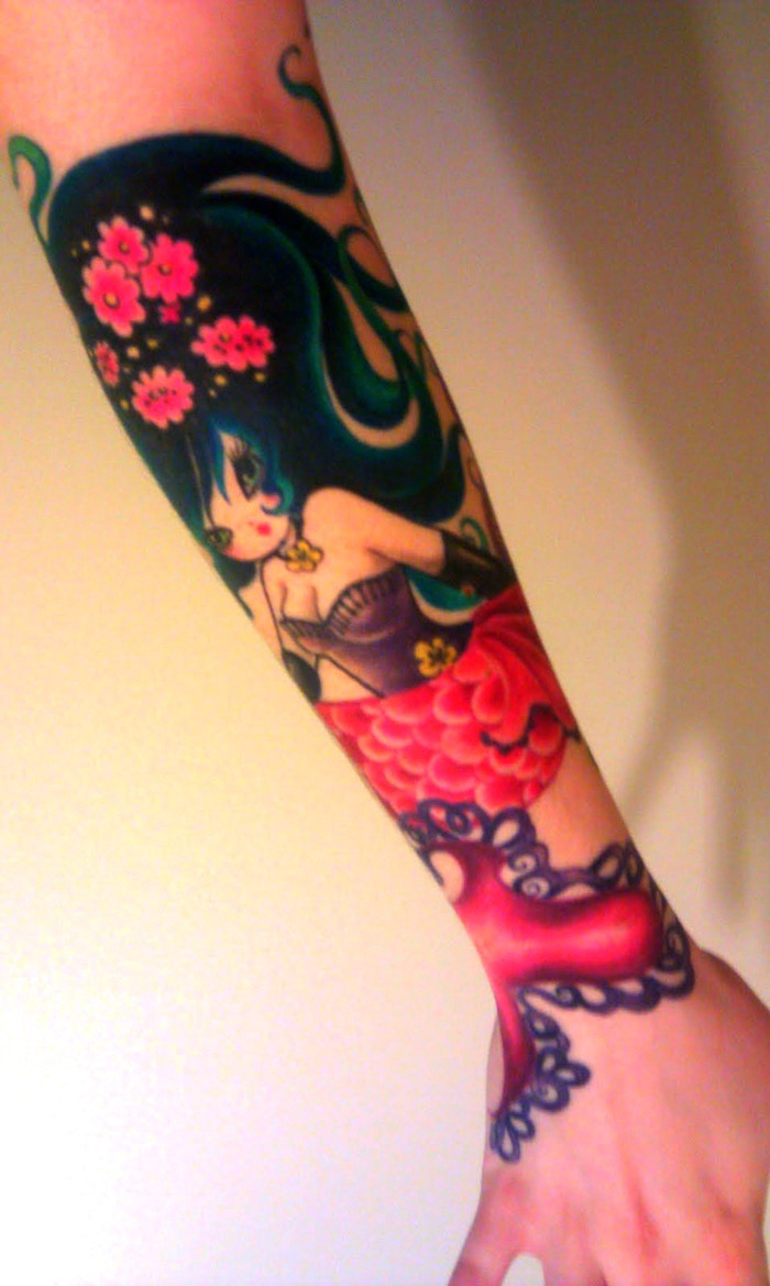 Colorful Arm Sleeve Tattoos for Women