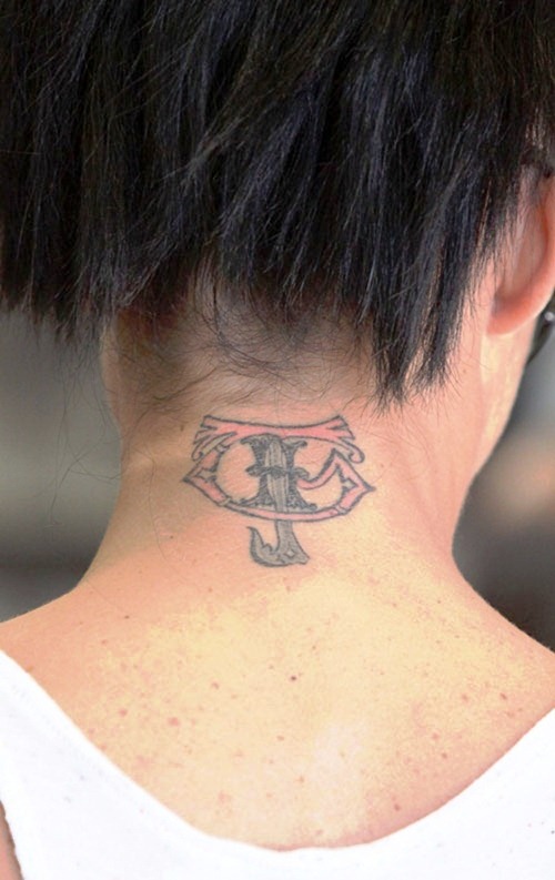 Cute Girls On the Back of Neck Tattoos