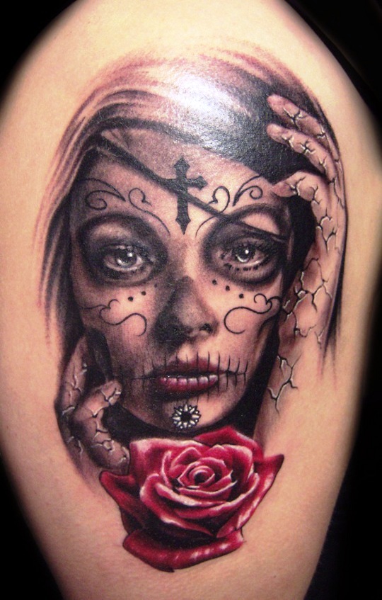 Day of the Dead Sugar Skull Tattoos for Women