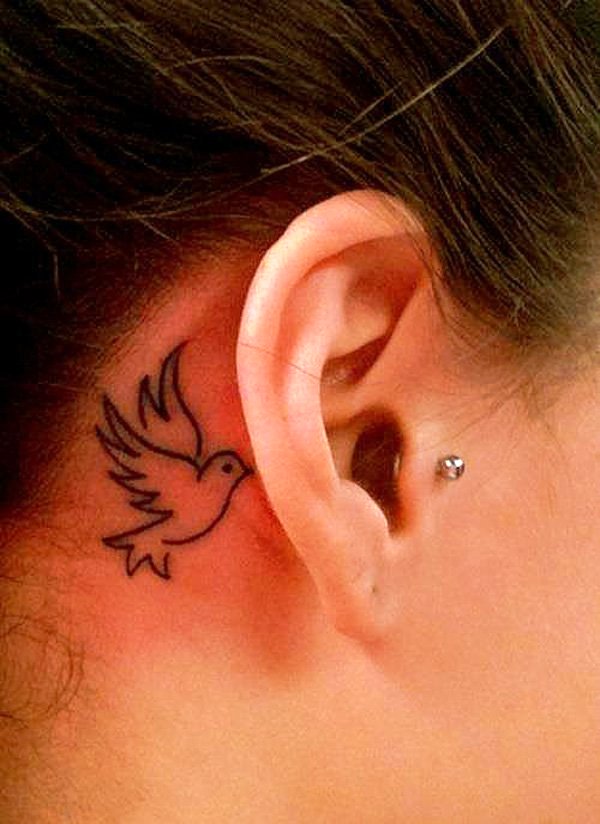 Dove Tattoo Behind Ear