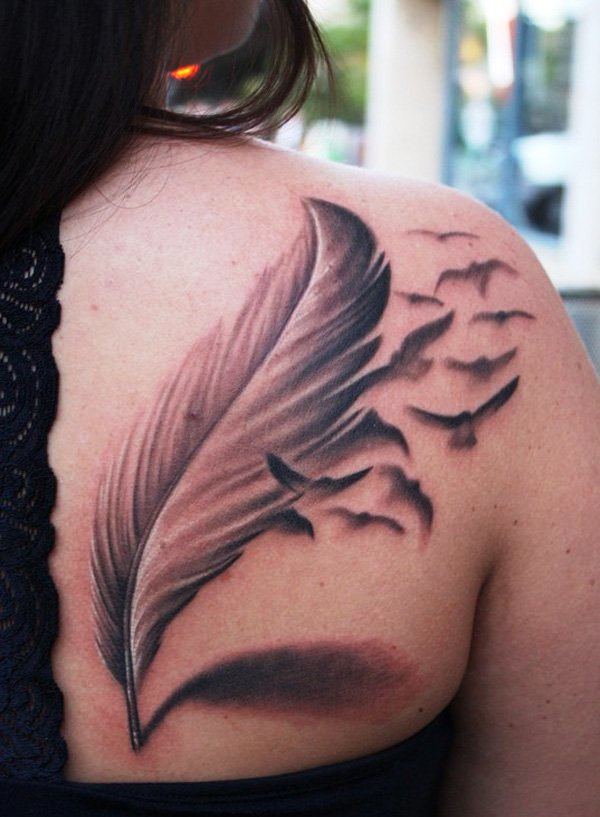 Feather Birds Tattoo Design