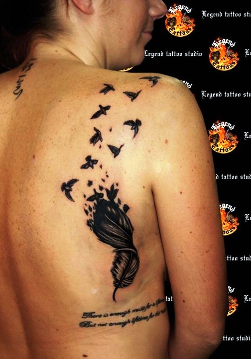 Feather into Birds Tattoo With