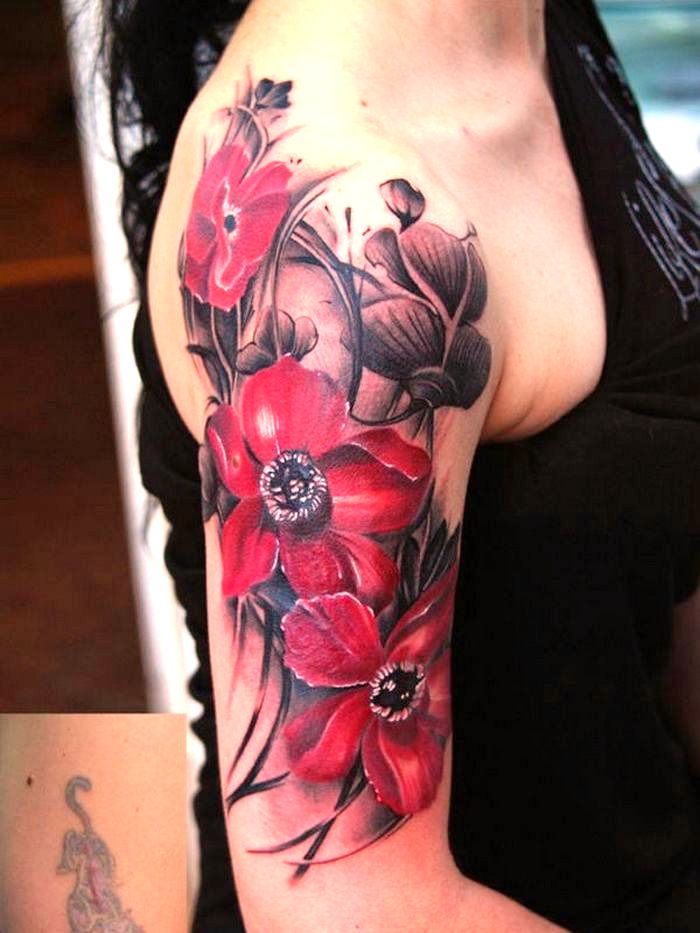 Flower Half Sleeve Tattoo Designs for Women