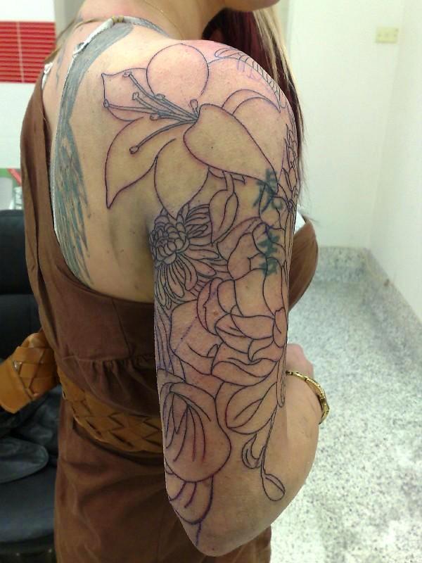 Flower Half Sleeve Tattoos Women