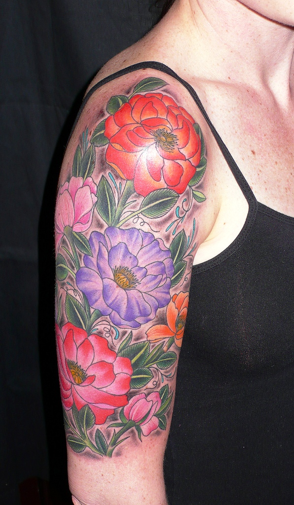 Flower-Sleeve-Tattoos-For-Women