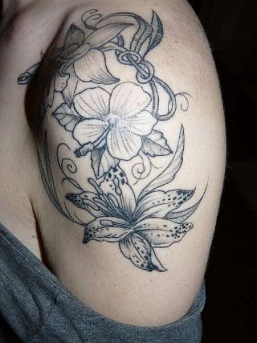 Flowers Tattoo On Shoulderyes