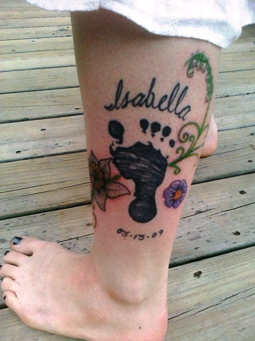 Foot Tattoos with Kids Names
