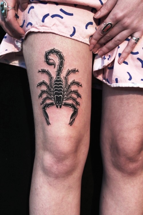 Funny-Thigh-Scorpion-Tattoo-for-Women