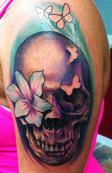 Girly Skull Tattoo Designs