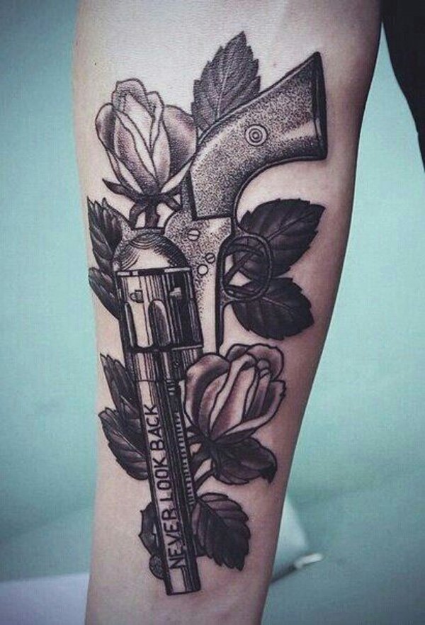Gun with Roses Tattoo