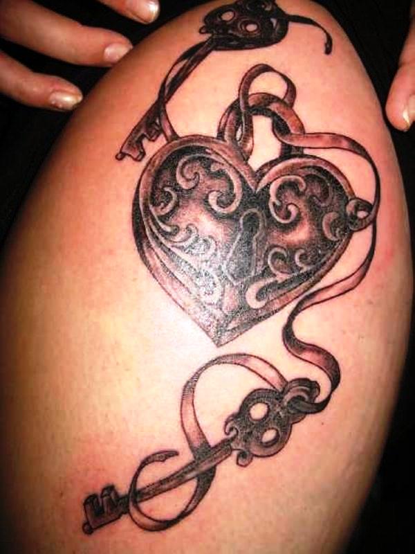 Heart Locket and Key Tattoo