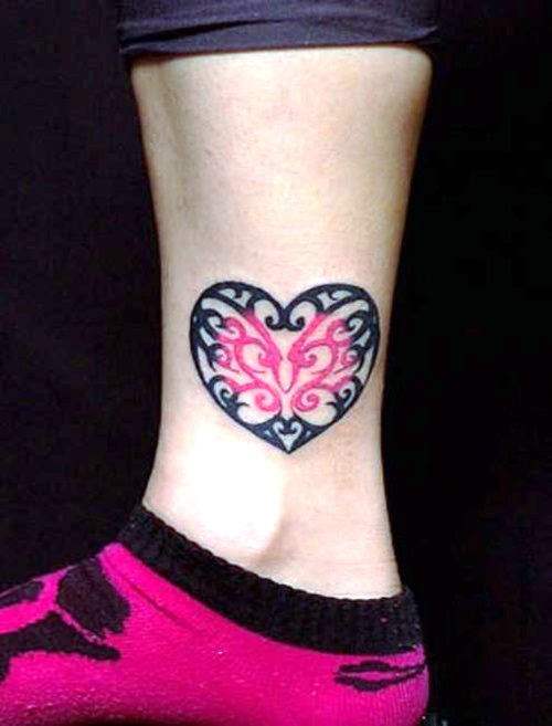 Heart Tattoo On Ankle