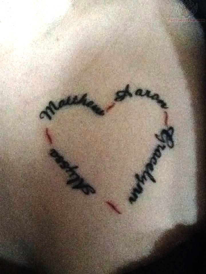 Heart Tattoo with Kids Names