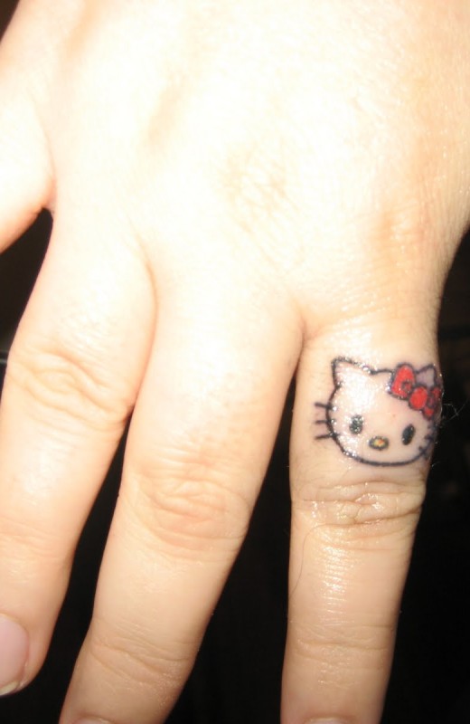 Hello Kitty Tattoos On Finger