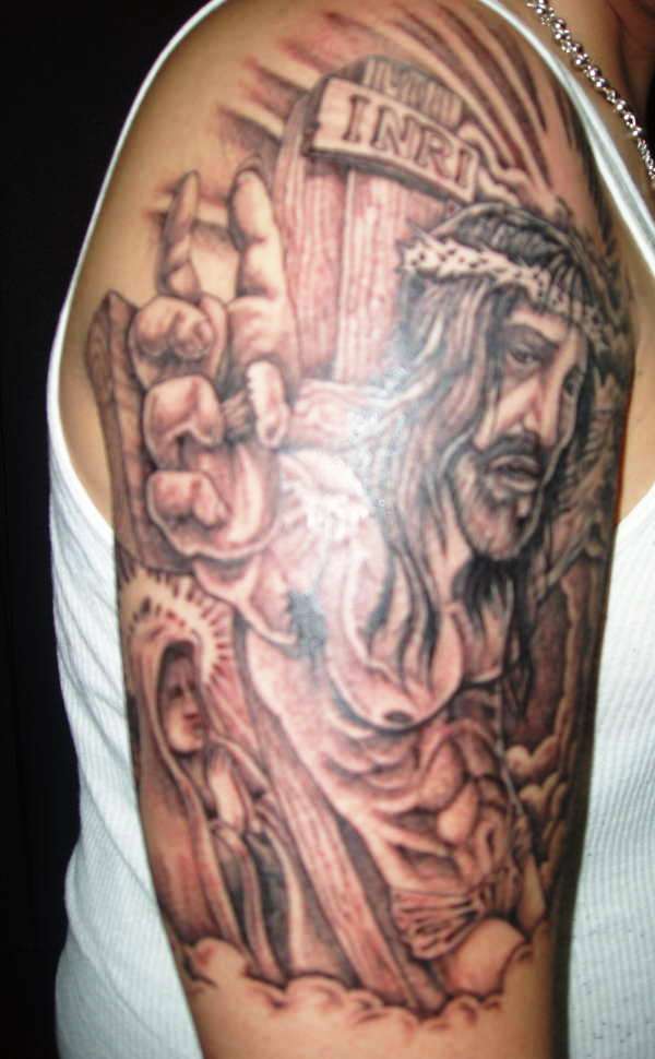 Jesus Cross Tattoo On Arm