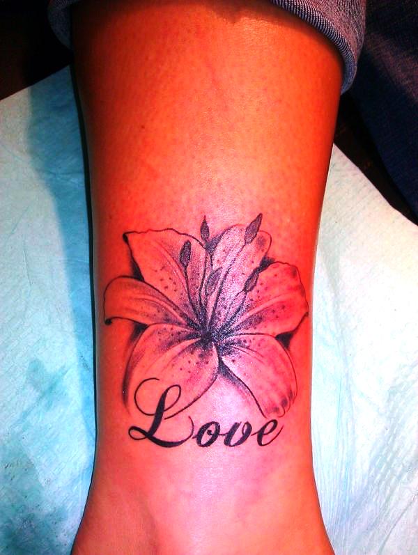 Lily Flower Ankle Tattoos for Women