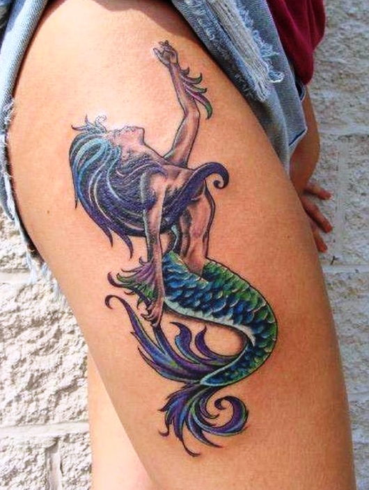 Mermaid Thigh Tattoos for Women