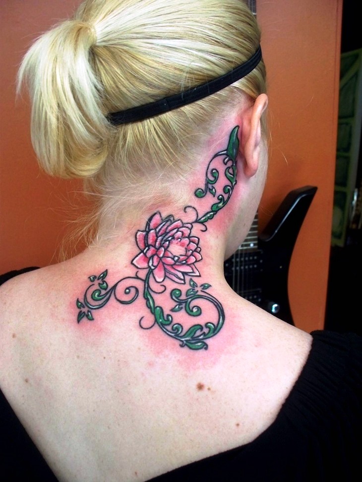 Nice-Neck-Flower-Tattoo-for-Women