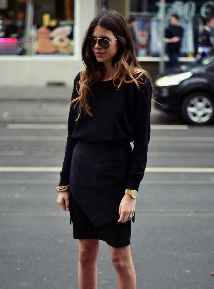 Office-appropriate all black ensemble