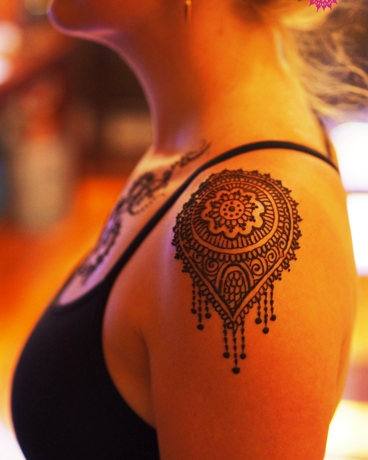 Paisley Henna Shoulder Tattoo
