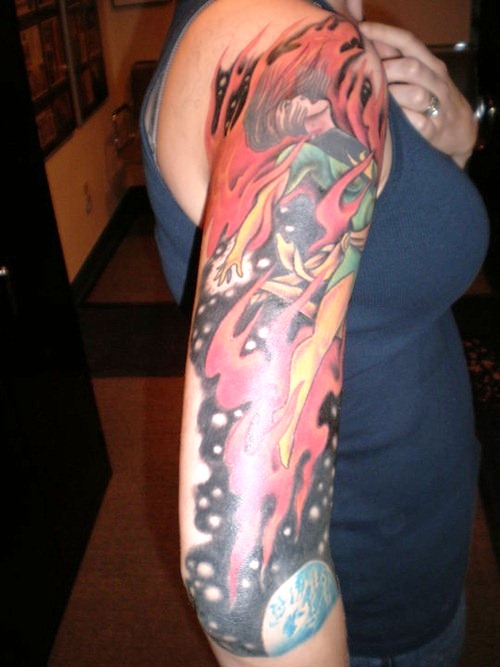 Phoenix Sleeve Tattoo Woman