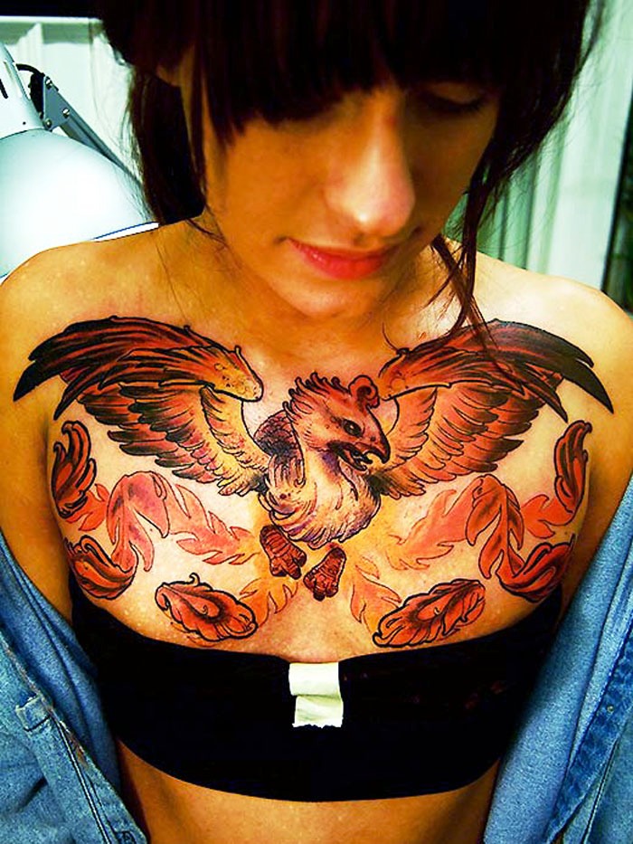 Phoenix Tattoos for Women On Chest