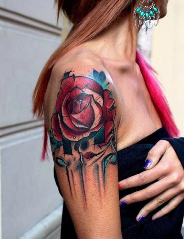 Quarter Sleeve Rose Tattoos