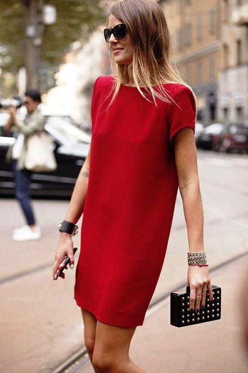 Red Shift Dress