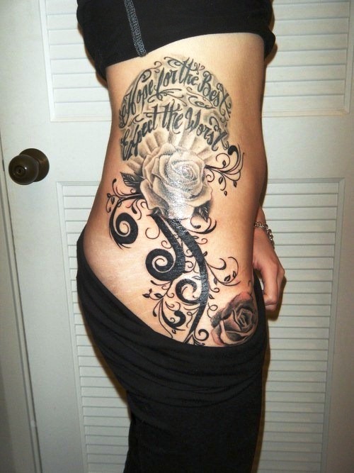 Rose Rib Tattoo Designs for Women