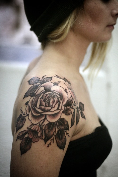 Rose Shoulder Tattoo Women
