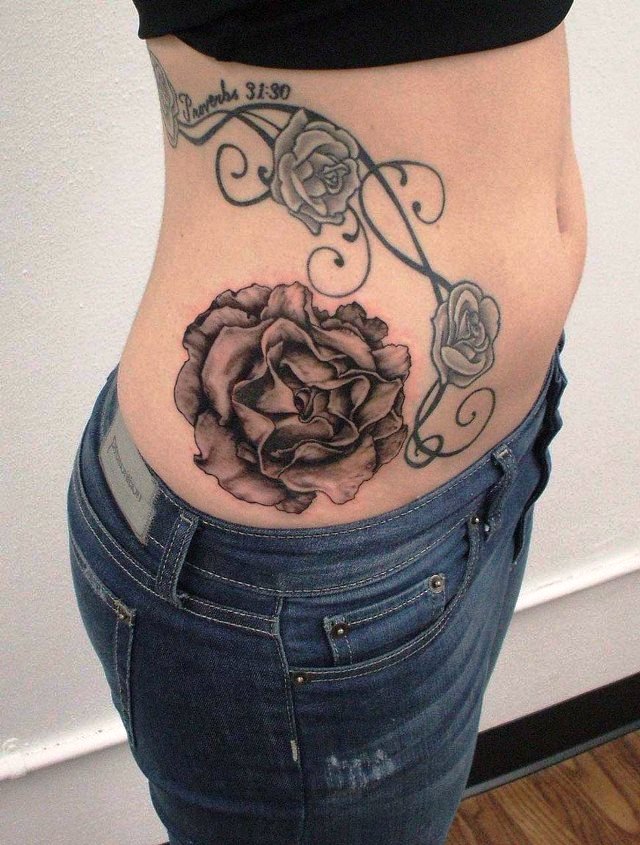 Rose Side Tattoos for Women Flowers
