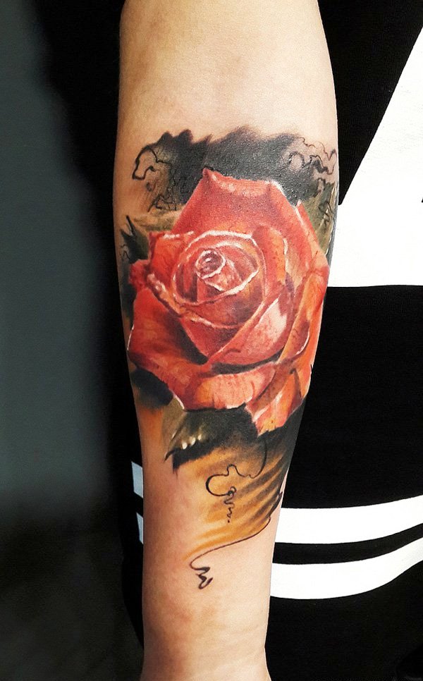 Rose Tattoo On Forearm