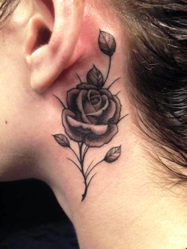 Rose Tattoos Behind Ear