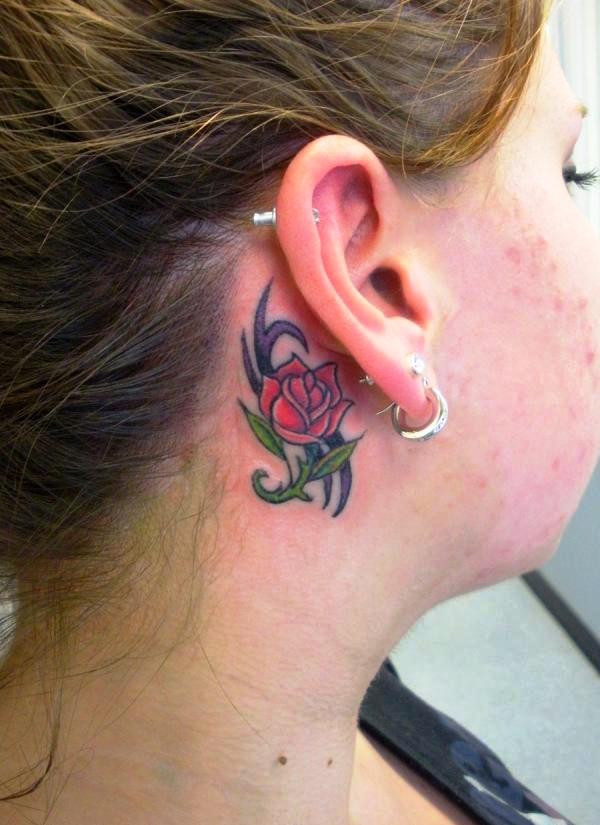 Rose ideas Tattoos Behind Ear