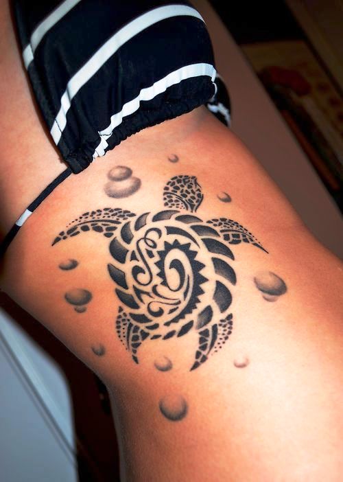 Sea Turtle Side Tattoos for Women