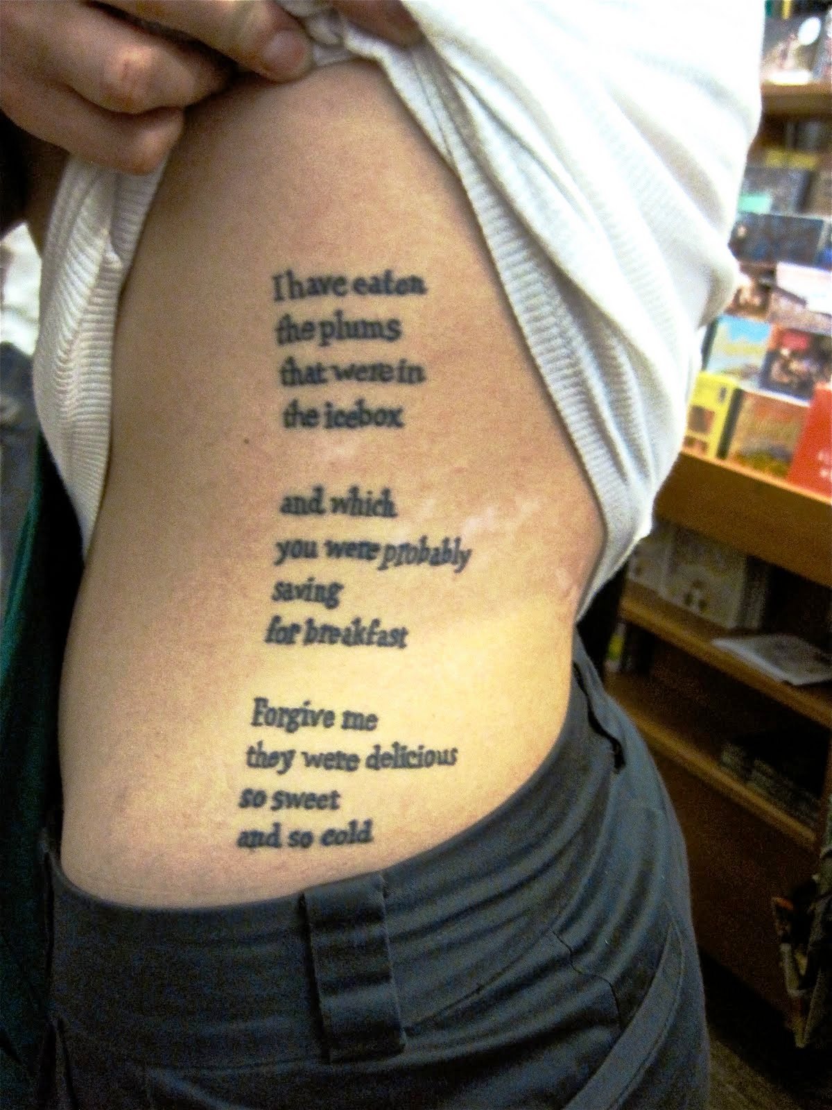 Side Rib Literary Tattoos for Women