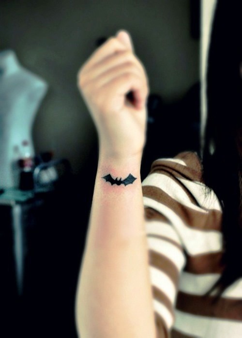 Small Bat Tattoos On Wrist for Women